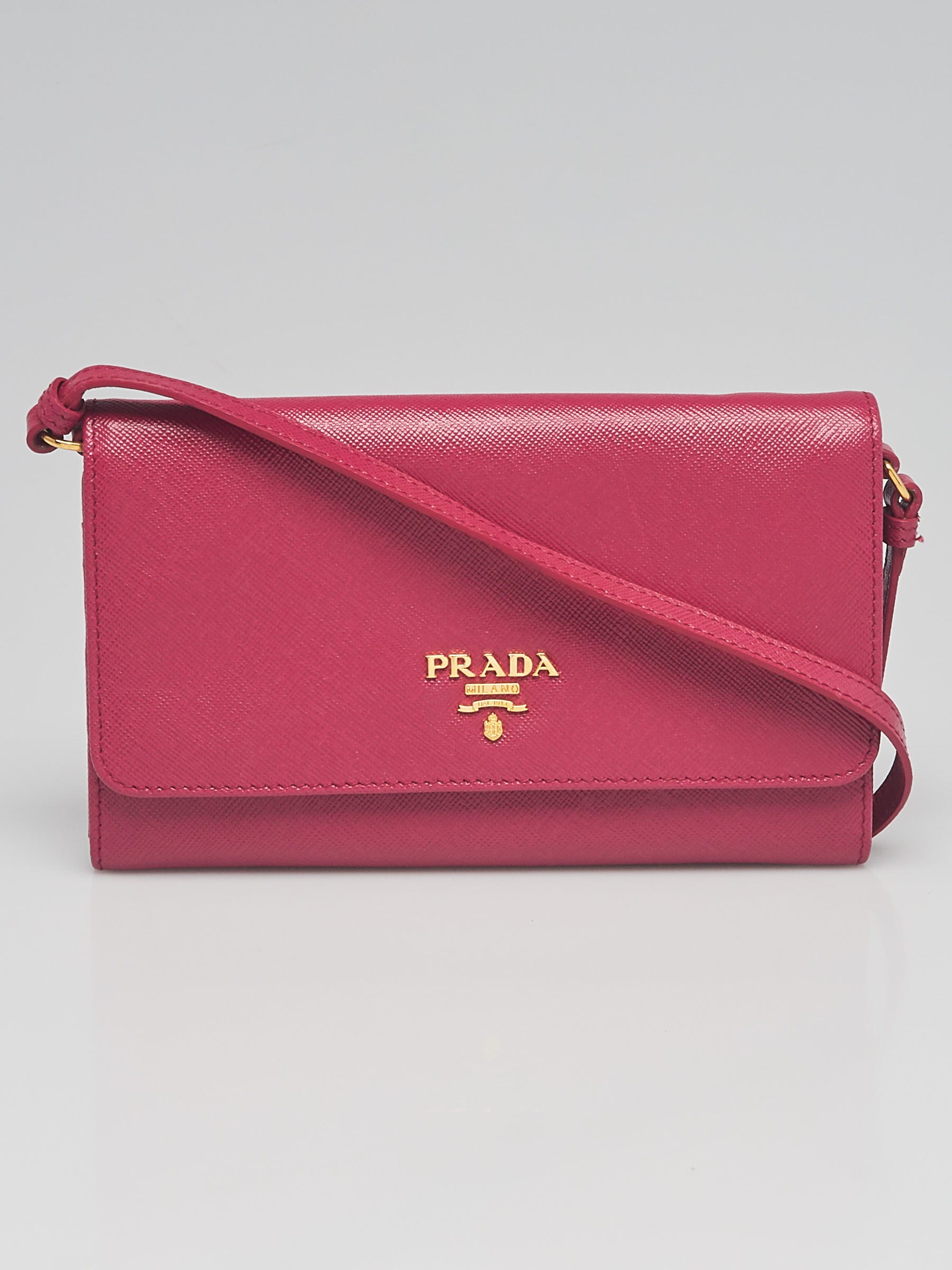 Prada, Bags, Prada Wallet On Chain Saffiano Leather With Metal Detail