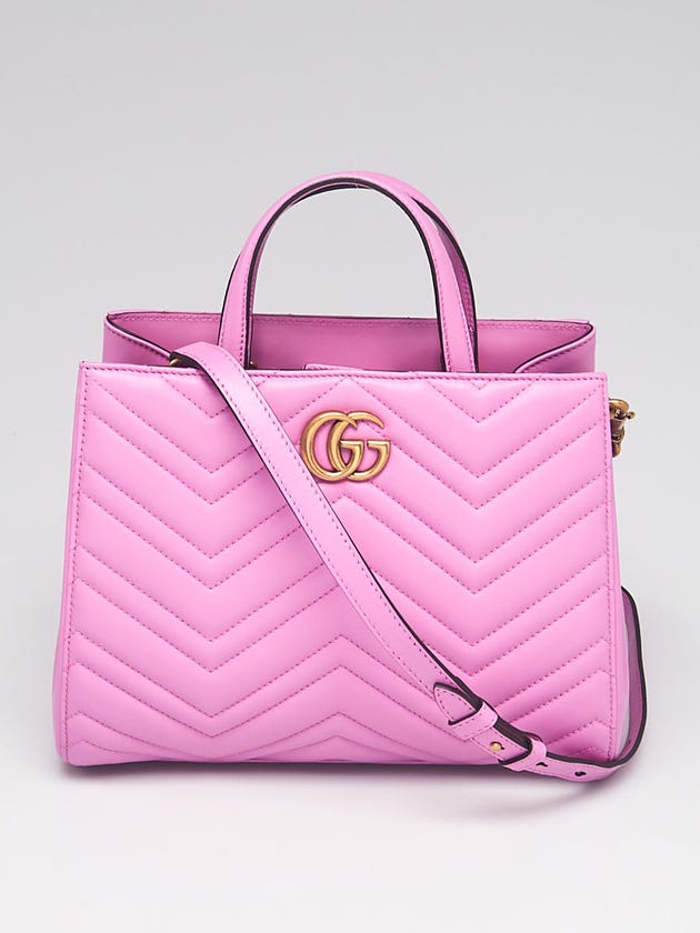 Gucci Purple Quilted Leather Marmont 2.0 Metelasse Top Handle Small Satchel Bag