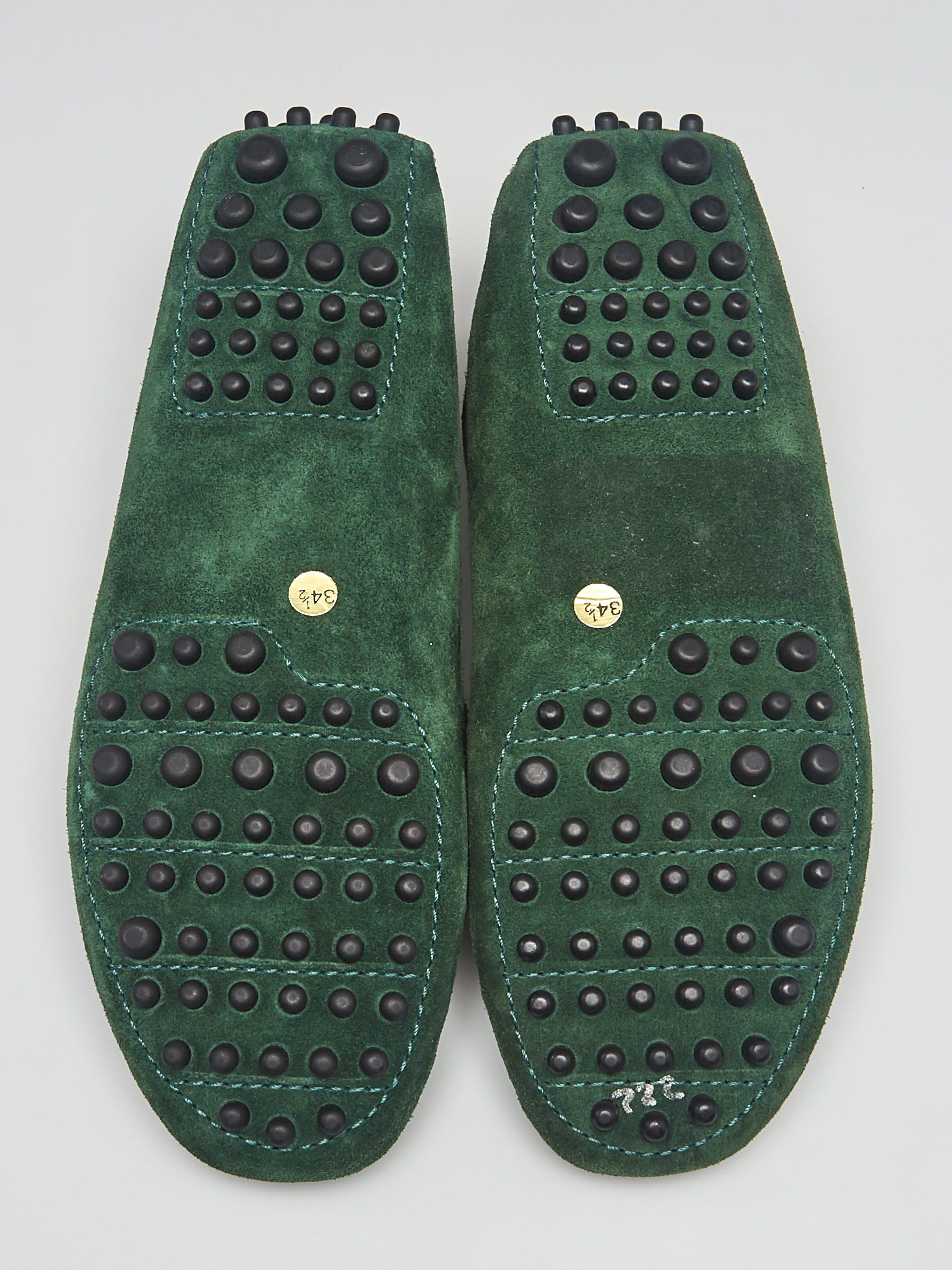 Manolo Blahnik Green Suede Driver Loafer Flats Size 4/34.5