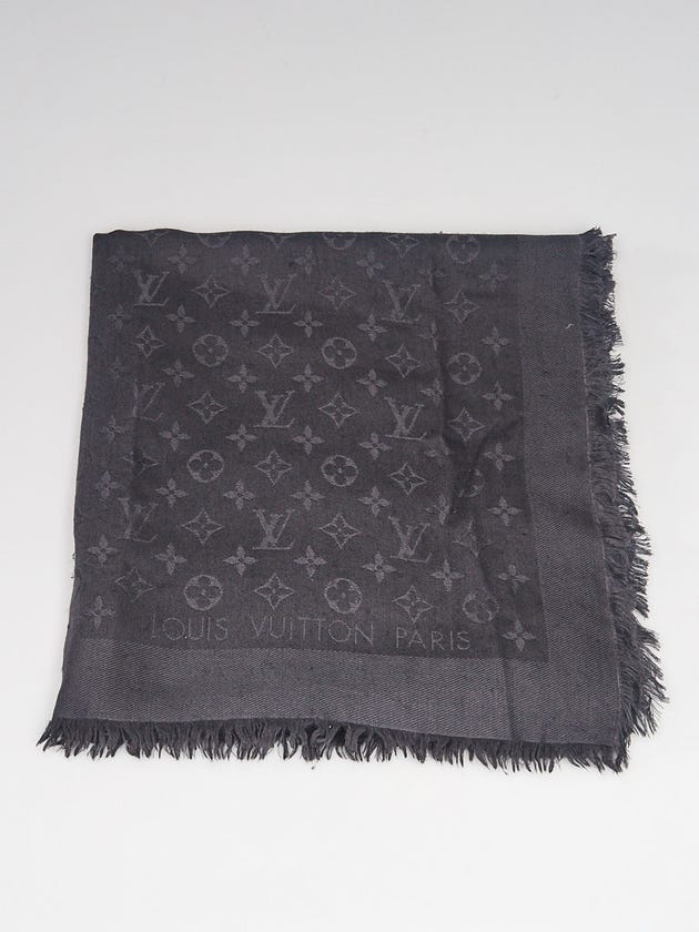 Louis Vuitton Grey Monogram Silk/Wool Shawl Scarf