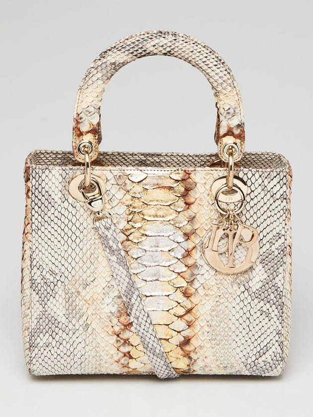 Christian Dior Gold Royal Python Medium Lady Dior Bag | Yoogi's Closet