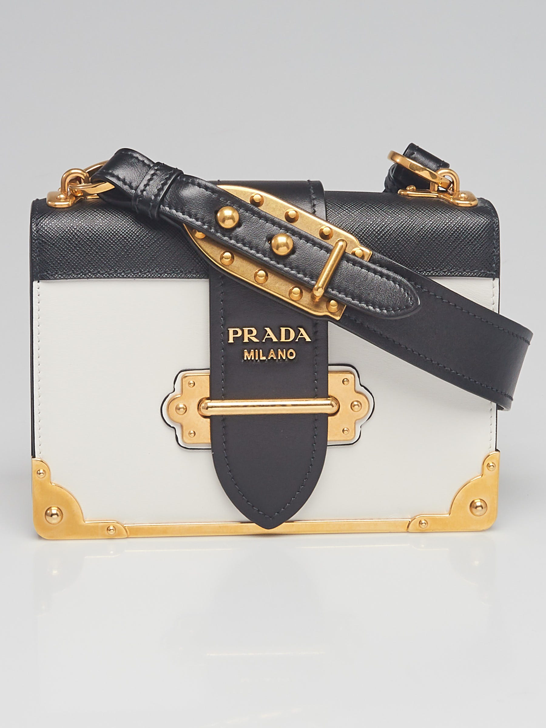 Prada cahier black and white best sale