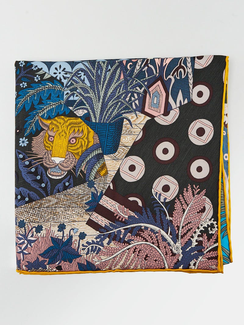 Hermes 90cm Turquoise/Sepia/Bois de Rose Silk Acte III, Scene I