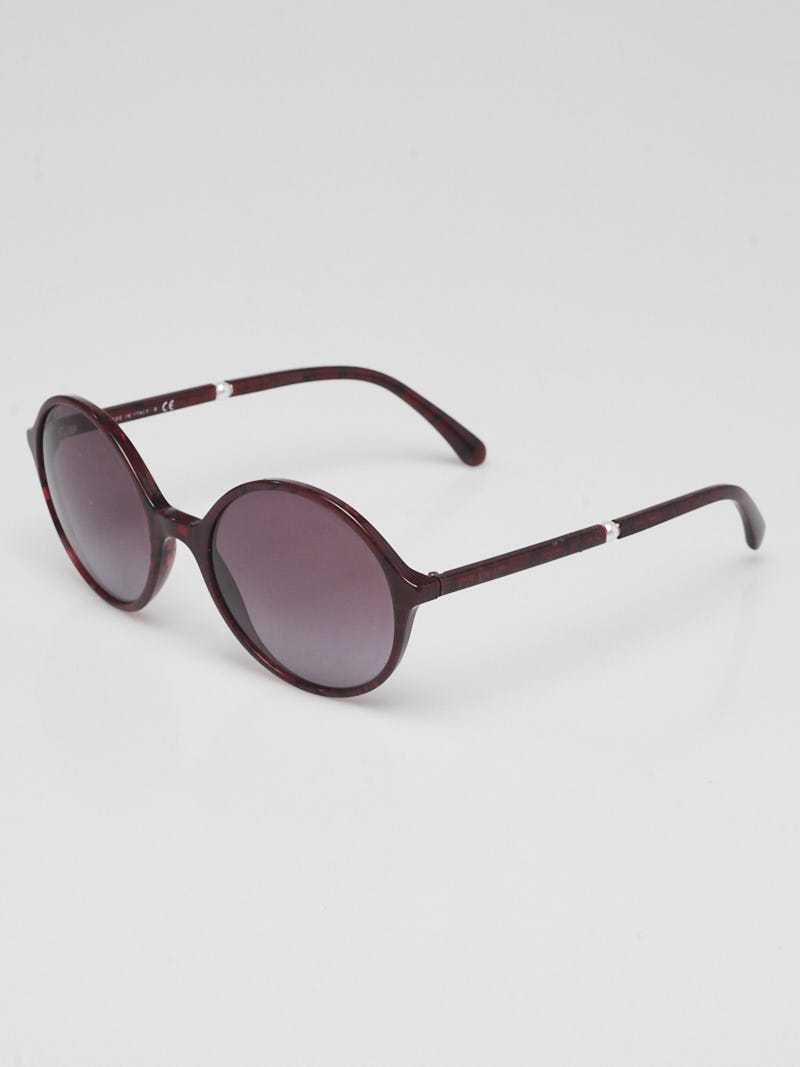 Chanel Burgundy Acetate Round Pearl Sunglasses 5391 Yoogi s Closet