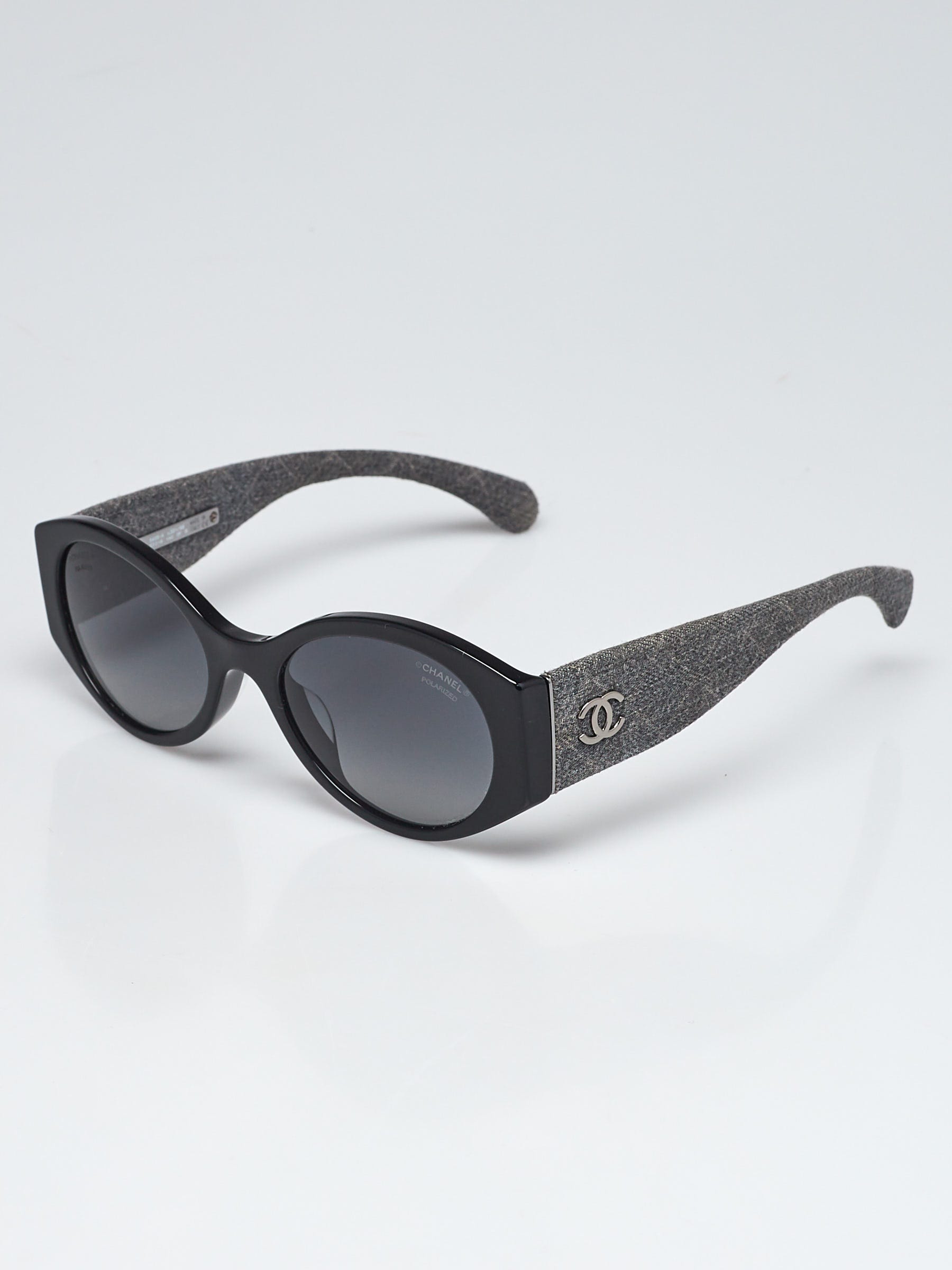 Chanel Black Acetate Frame and Grey Denim Oval Frame Sunglasses 5405 -  Yoogi's Closet