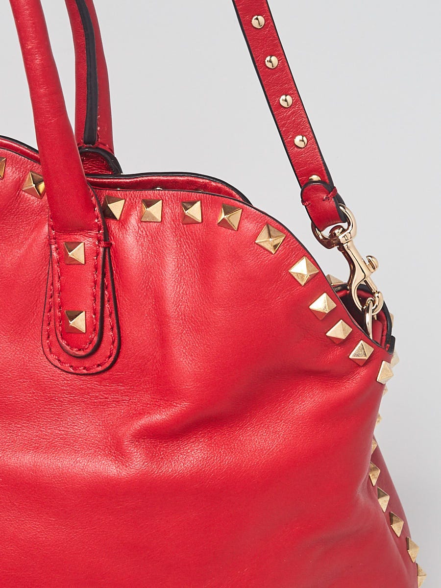 Valentino Red Patent Leather Rockstud Dome Double Handle Bag - Yoogi's  Closet