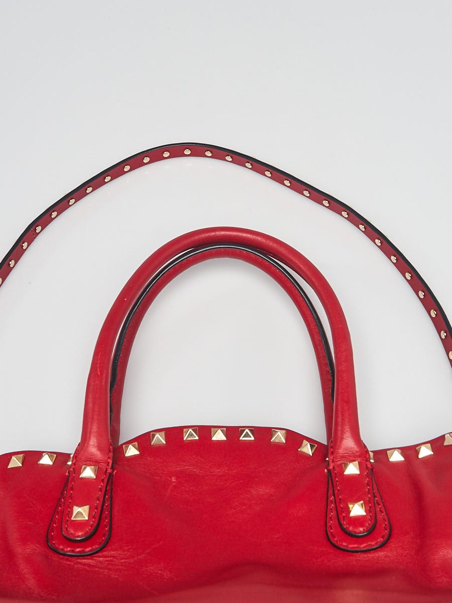 Valentino Red Patent Leather Rockstud Dome Double Handle Bag - Yoogi's  Closet