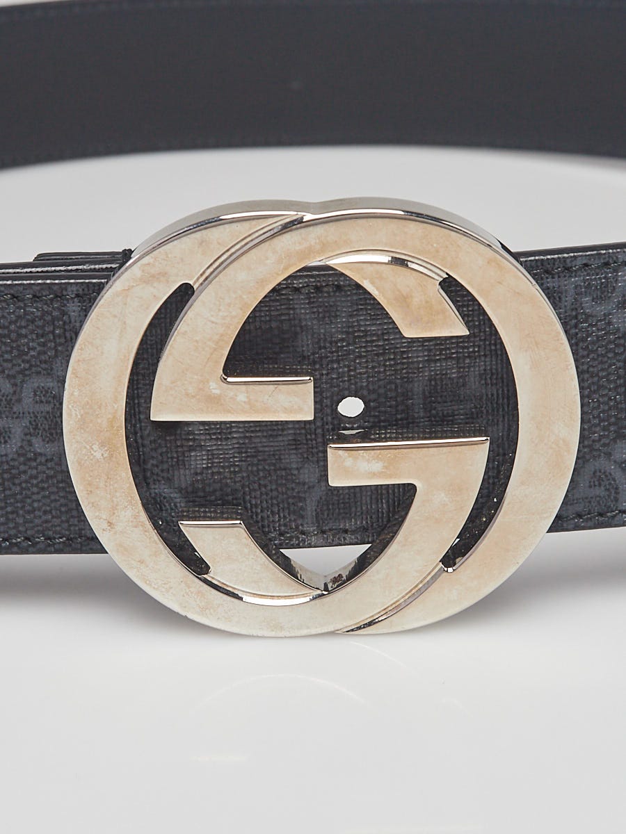 Authenticated Used Gucci belt beige brown silver interlocking