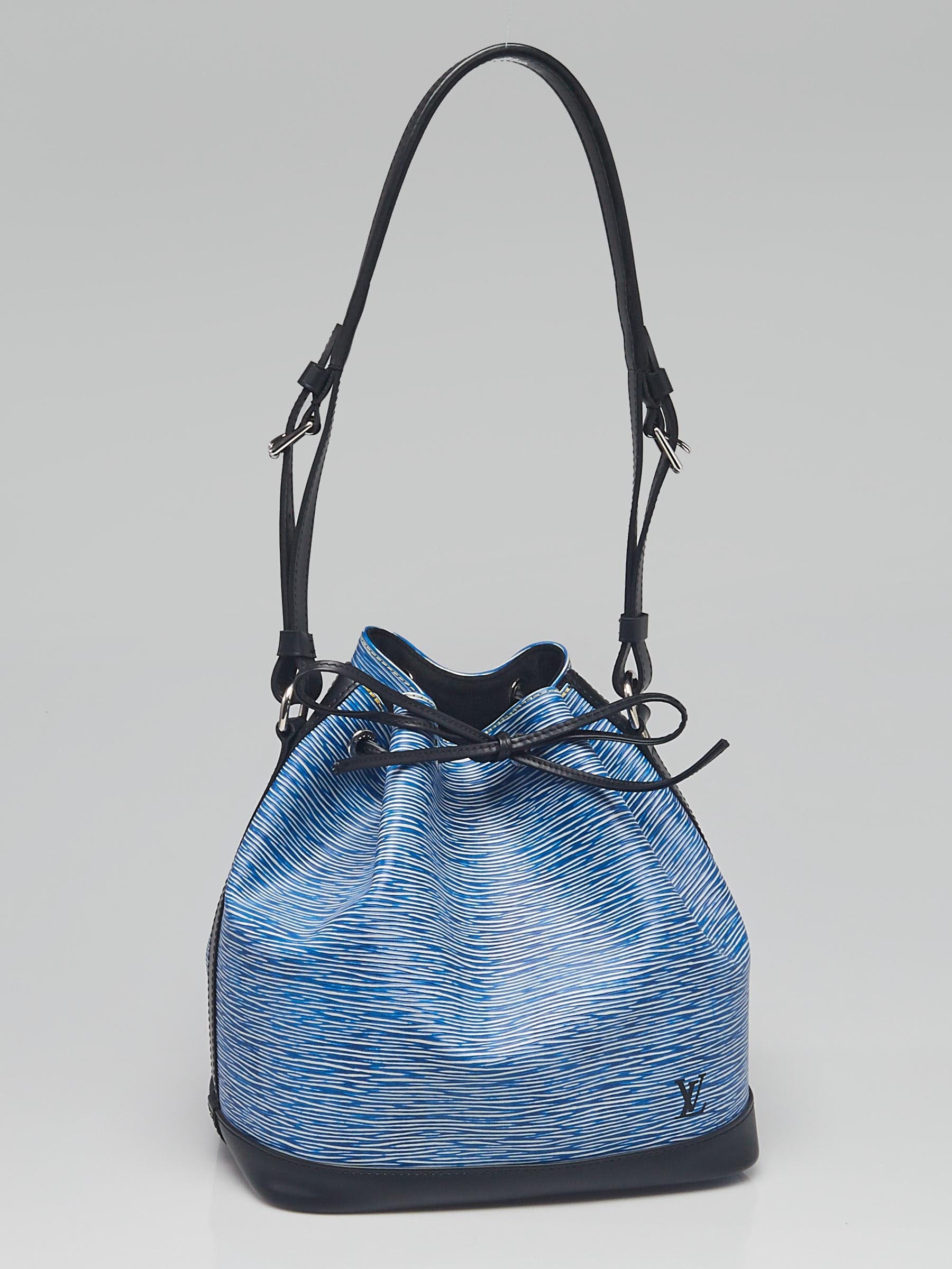 Louis Vuitton Noe Denim Monogram Blue Leather Carryall Bucket