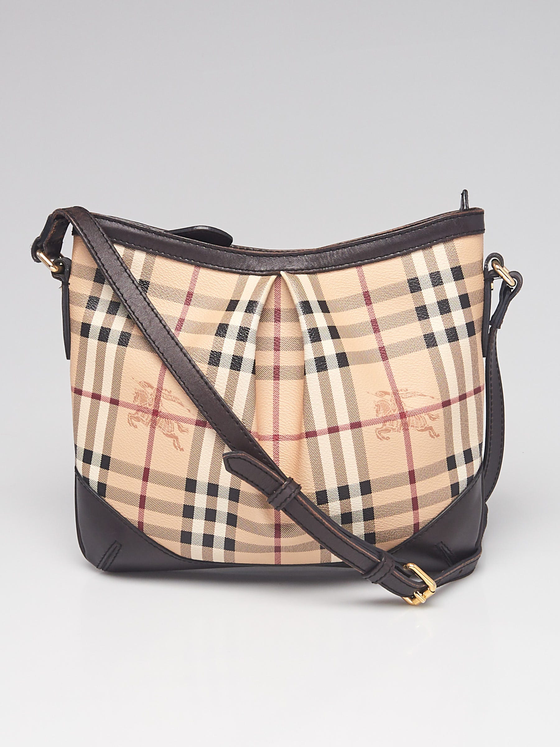 豪華 Burberry Brown Haymarket Check Coated Canvas Hartham バッグ