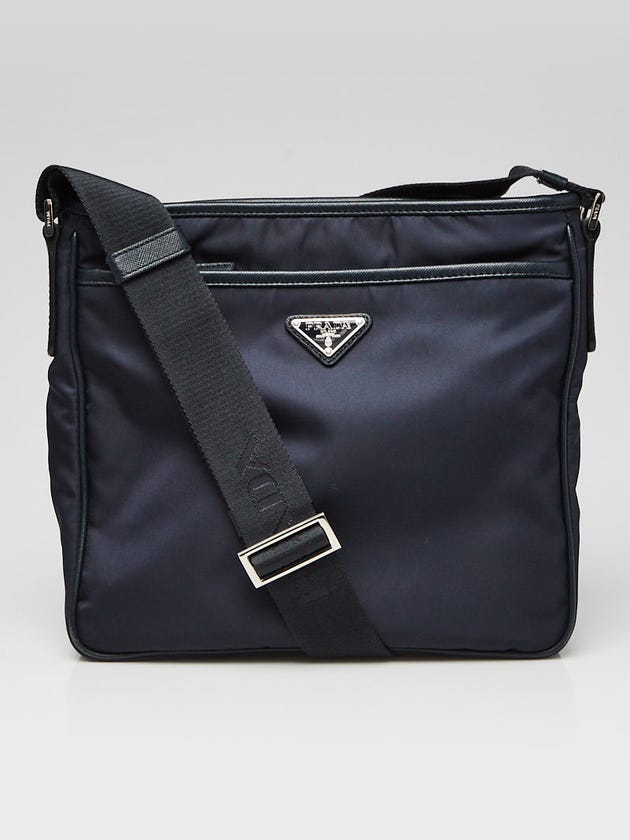 Prada Blue Nylon and Saffiano Leather Small Crossbody Bag