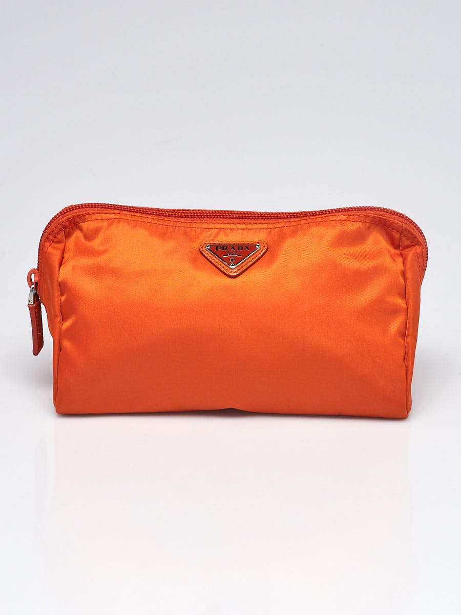 Prada Orange Vela Nylon Cosmetic Pouch 1N0012 Yoogi s Closet