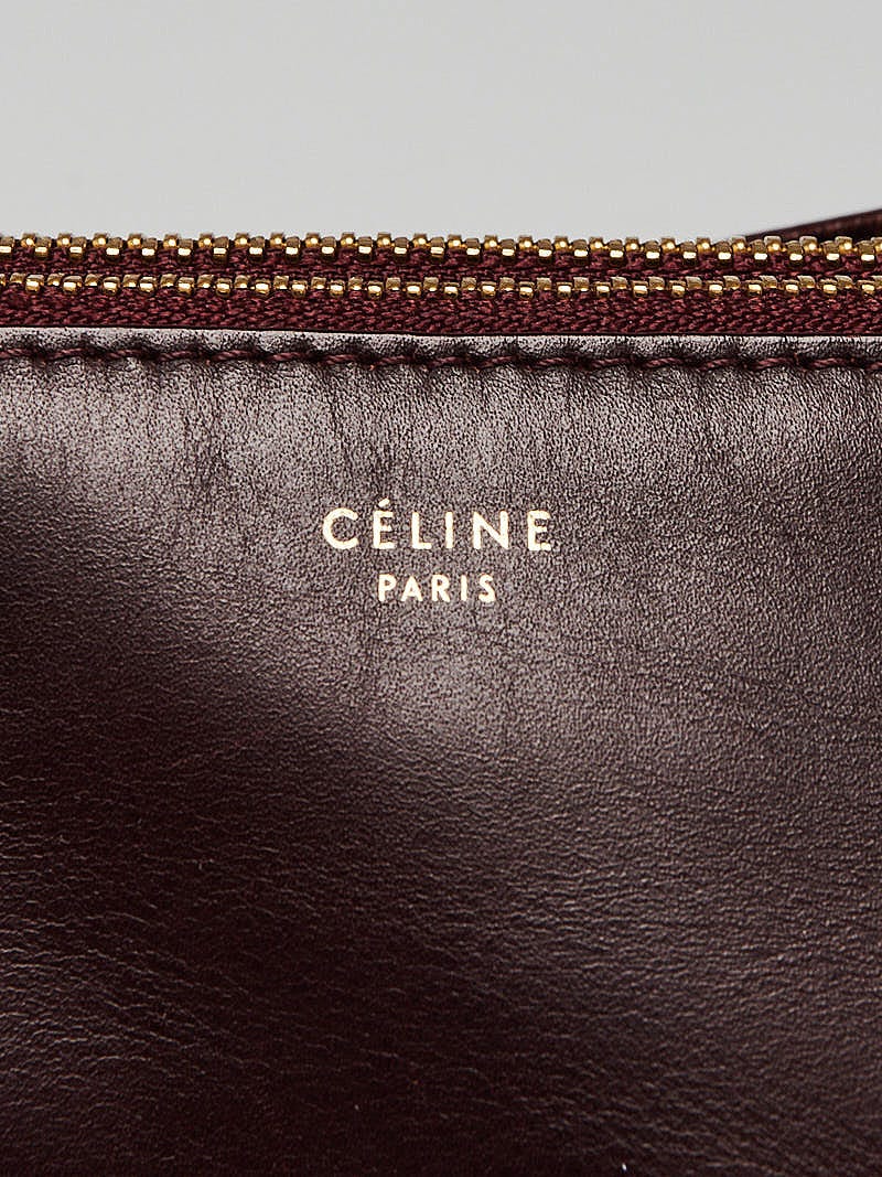 Celine Burgundy Lambskin Leather Large Trio Crossbody Bag - Yoogi's Closet