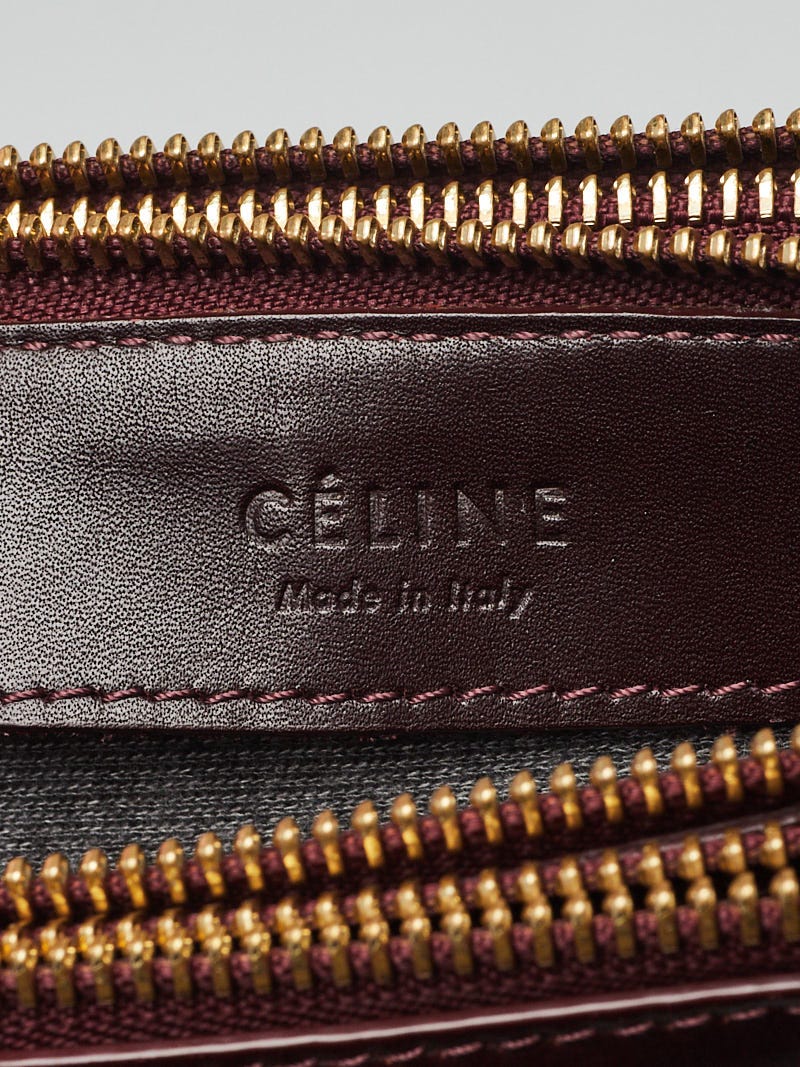 Celine Burgundy Lambskin Leather Large Trio Crossbody Bag - Yoogi's Closet