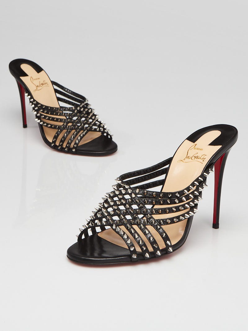 Christian Louboutin Louboutin slides in black leather with spikes