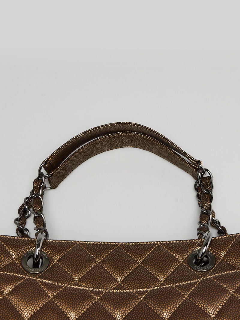 Chanel Bronze Quilted Caviar Leather Grand Shopping Tote Bag