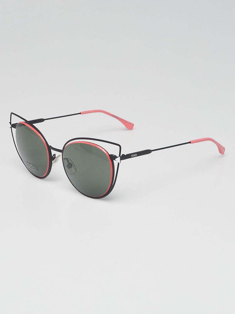 Fendi Black Metal/Pink Frame Eyeshine Cat Eye Sunglasses- FF 0177