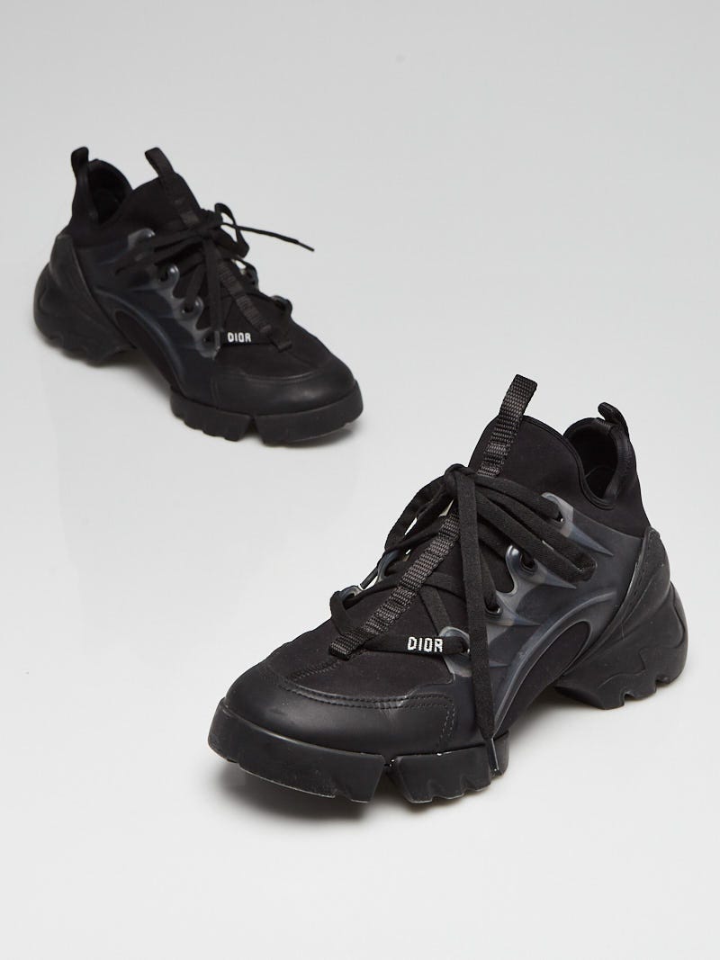 DIOR Women D CONNECT Leather Mesh Fabric Rubber Sneakers Shoes Black $1090