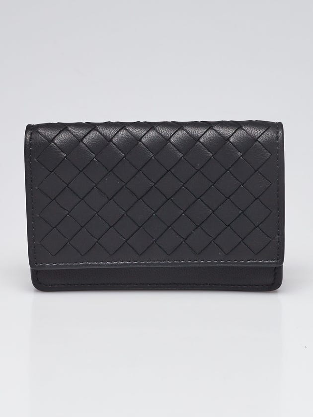 Bottega Veneta Black Intrecciato Woven Nappa Leather Card Case