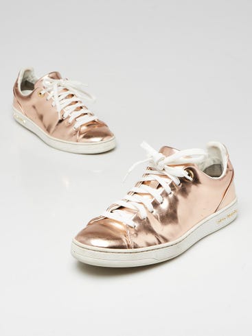 Louis Vuitton Rose Gold Patent Leather Front Row Sneakers Size 5.5/36