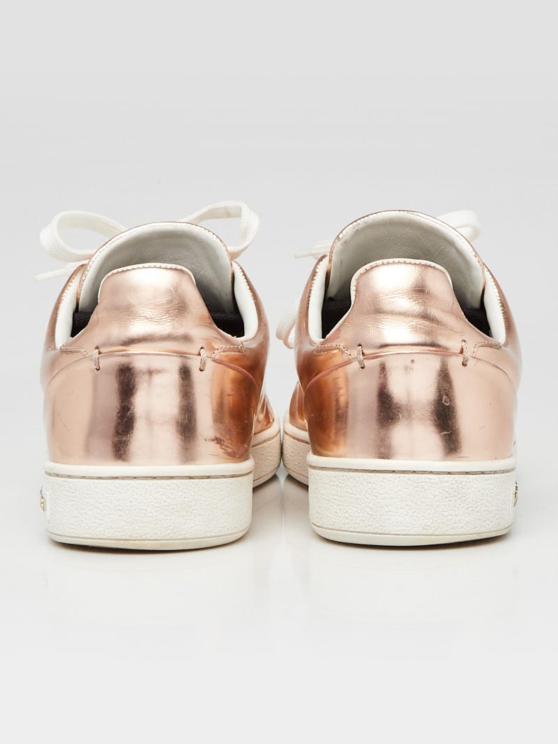 Louis Vuitton Rose Gold Patent Leather Front Row Sneakers Size 5.5/36