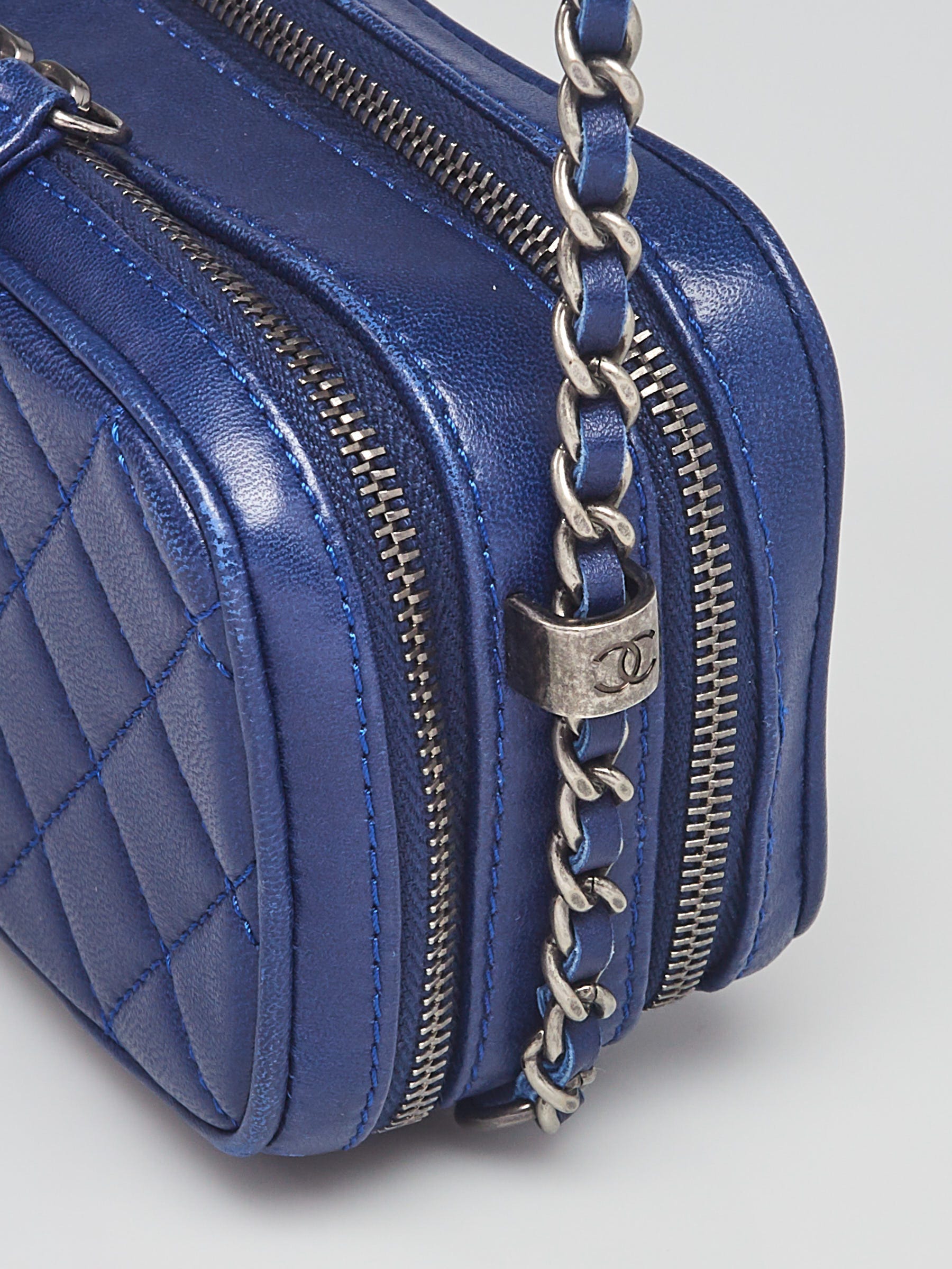 Chanel Blue Quilted Lambskin Leather Mini Coco Boy Camera Case Bag -  Yoogi's Closet