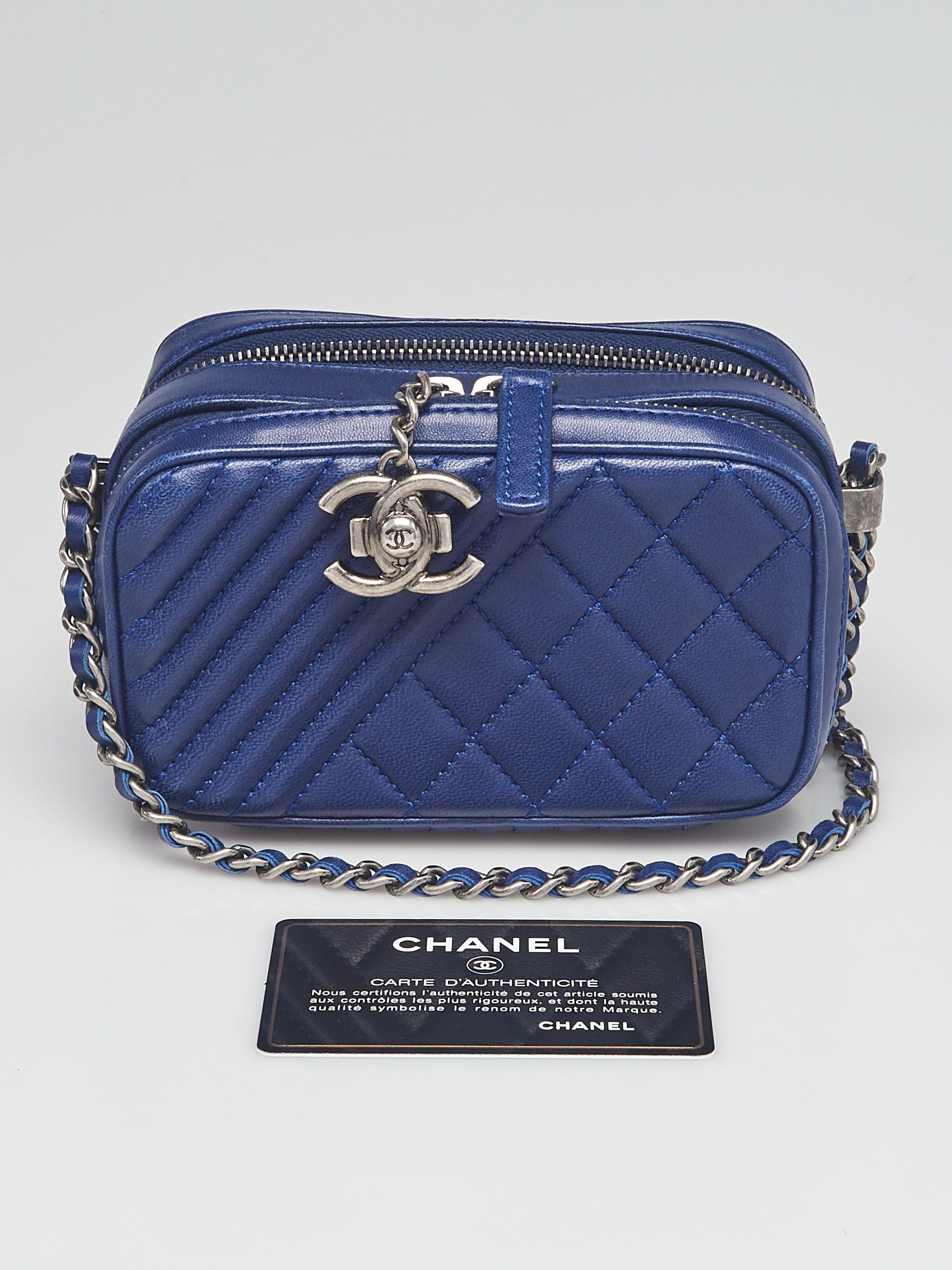 Chanel Blue Quilted Lambskin Leather Mini Coco Boy Camera