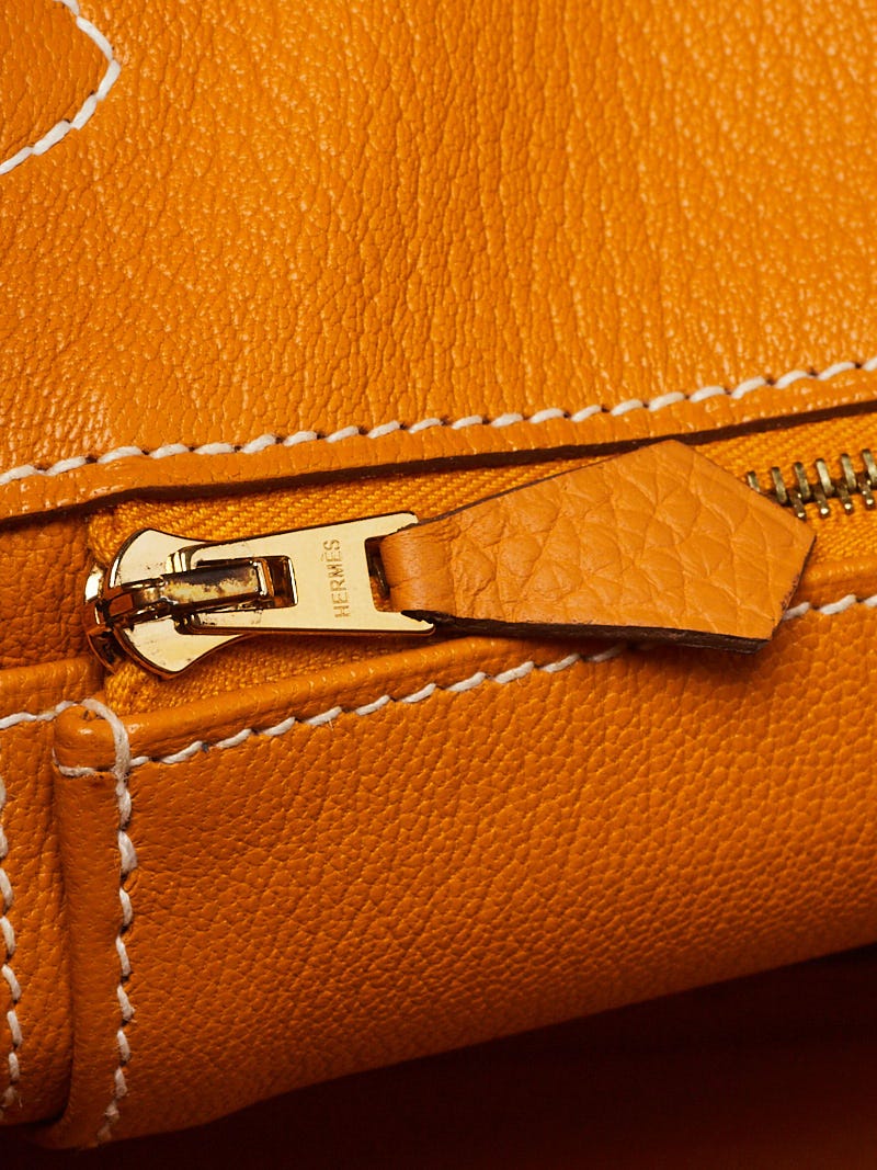 Hermes 35cm Jaune d'Or Clemence Leather Gold Plated Birkin Bag