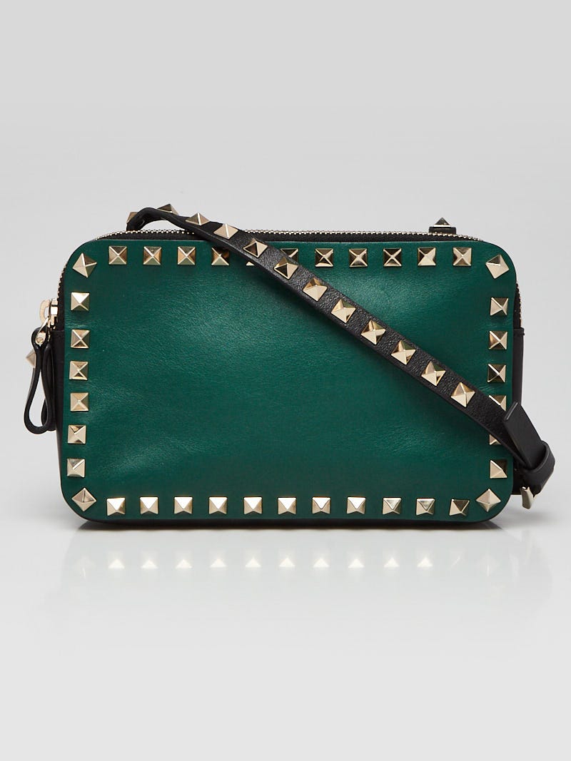 Valentino Red Leather Rockstud Spike Small Crossbody Bag - Yoogi's Closet