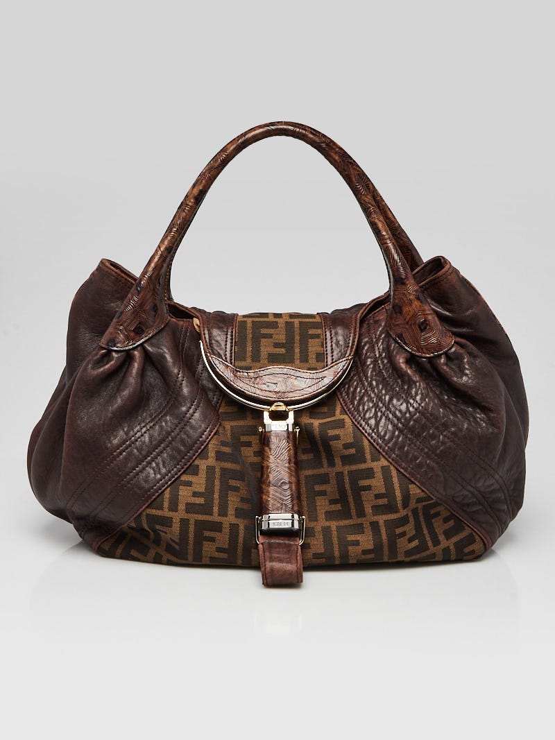 Fendi Tobacco Zucca Print Canvas and Tortuga Spy Bag 8BR511	