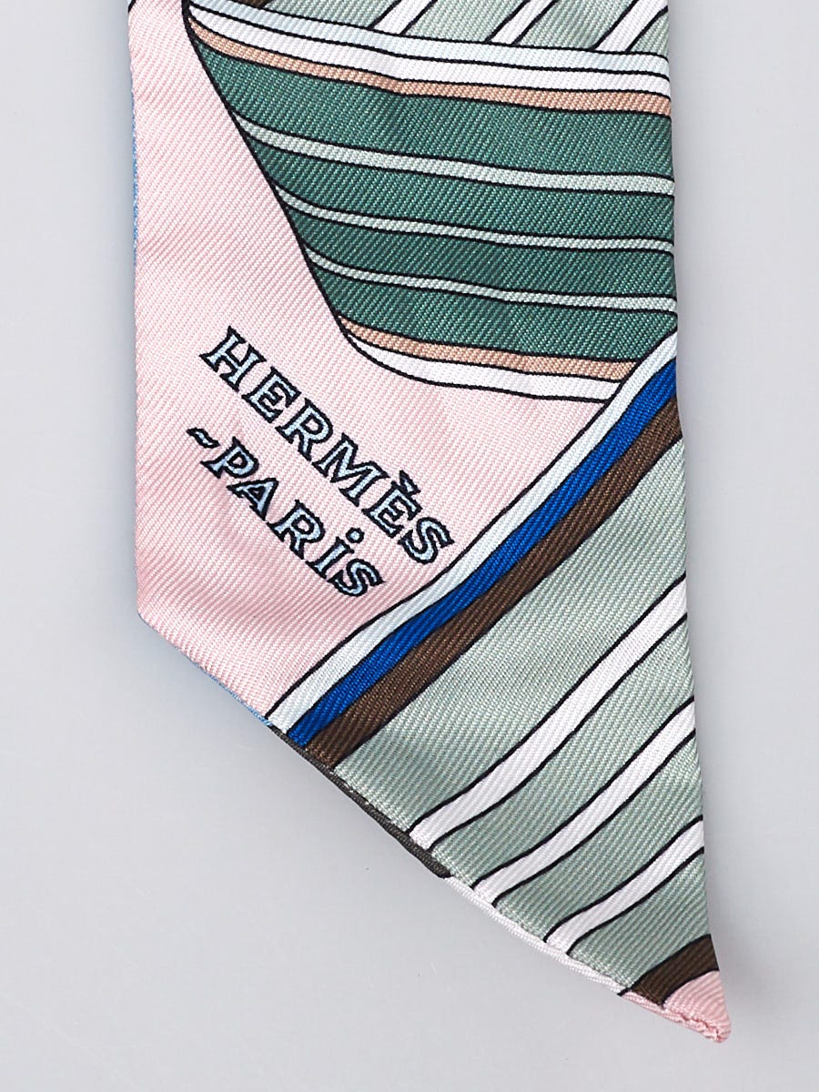 Hermes Pink Printed Silk Sangles En ZigZag Twilly | Yoogi's Closet