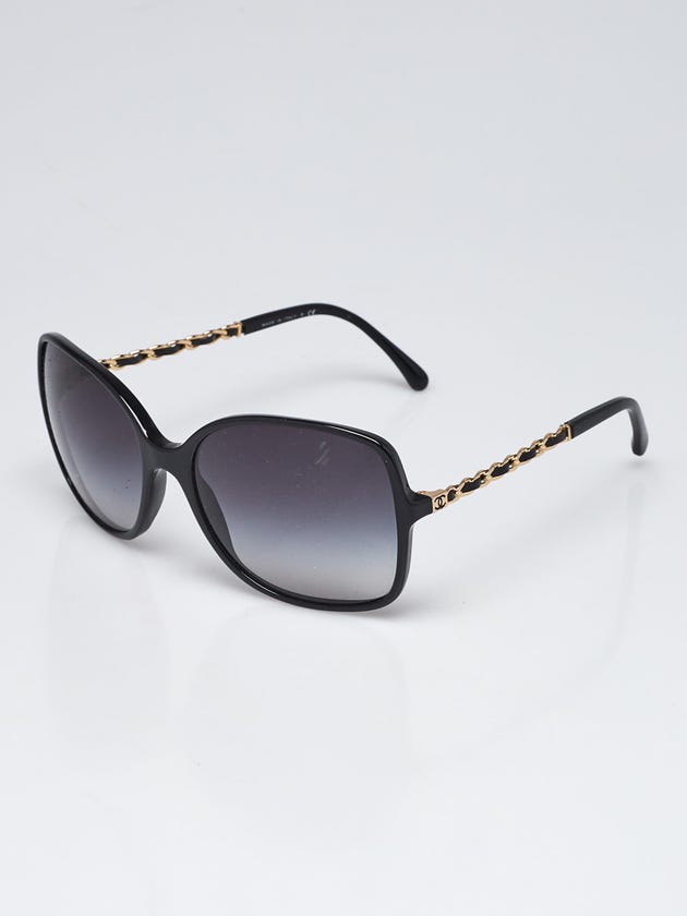 Chanel Black Acetate Frame Gradient Tint Chain-Link Sunglasses-5210-Q