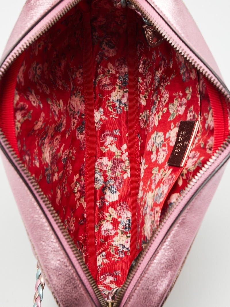 Gucci Pink/Green Quilted Metallic Leather Trapuntata Crossbody Bag