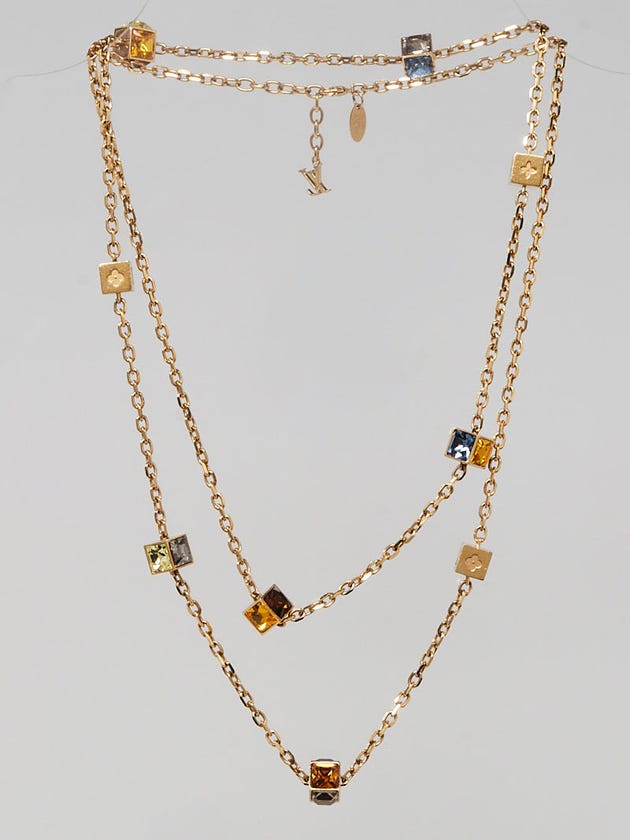 Louis Vuitton Multicolor Swarovski Crystal Gamble Long Necklace | Yoogi ...