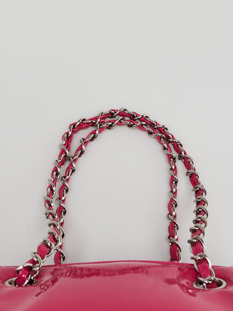 Chanel Pink Patent Vinyl Lipstick Ligne Large Accordion Tote Bag