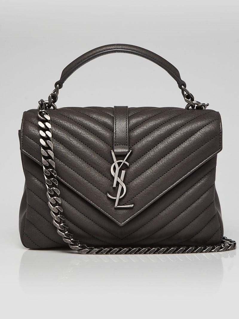 Yves Saint Laurent Asphalt Chevron Quilted Leather Monogram Medium 