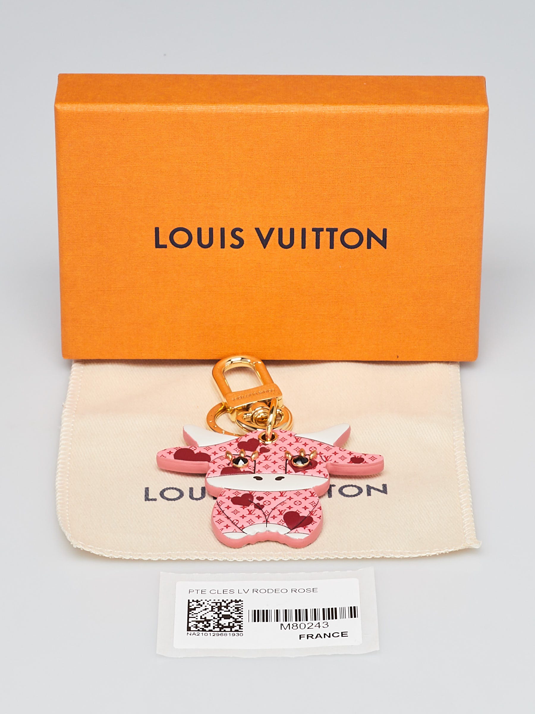 LOUIS VUITTON Calfskin Monogram Cute Fox Charm Key Holder Rose
