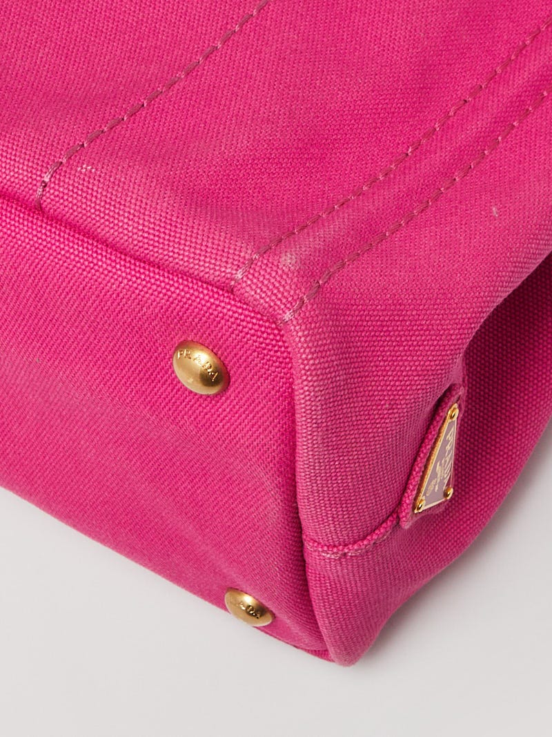 Prada Pink Canapa Canvas Logo-Print Small Tote Bag BG2439G