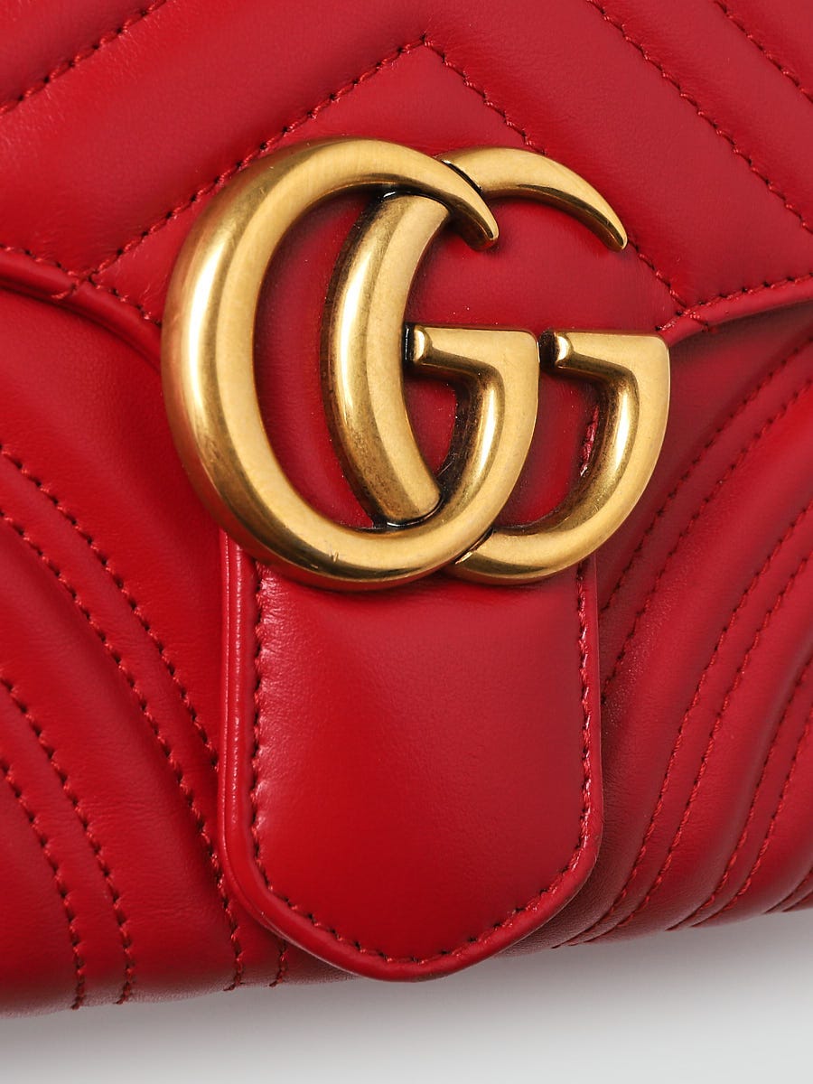 Gucci Red Quilted Leather GG Marmont Medium Matelasse Shoulder Bag -  Yoogi's Closet