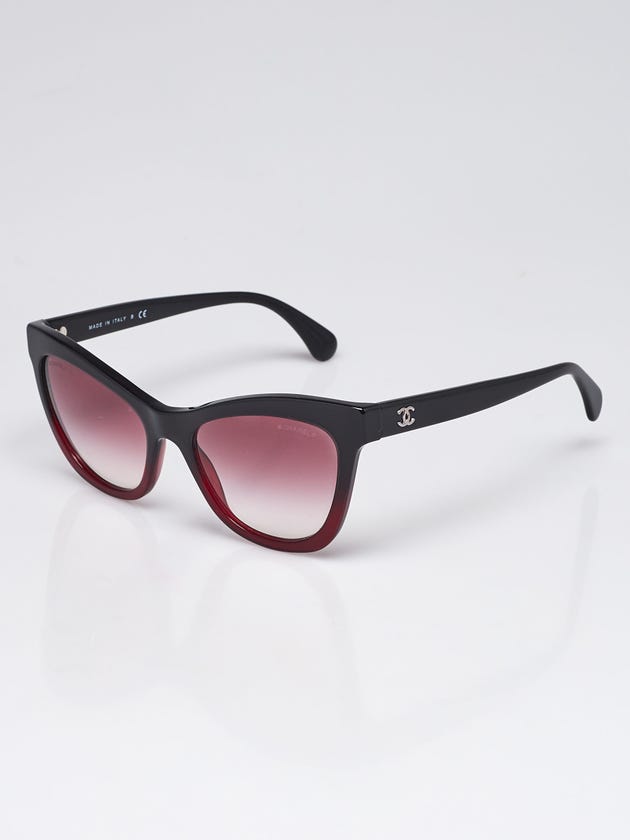Chanel Black/Red Gradient Acetate Cat Eye Sunglasses - 5350