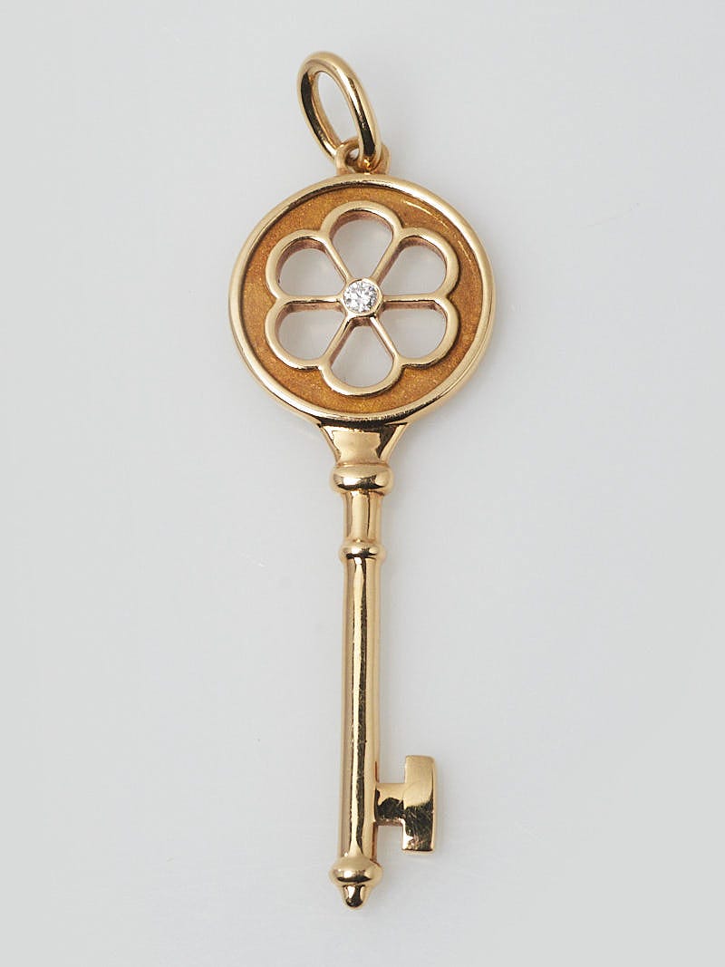 Tiffany & Co. 18 K Yellow Gold/Diamond Blossom Tiffany Large Key