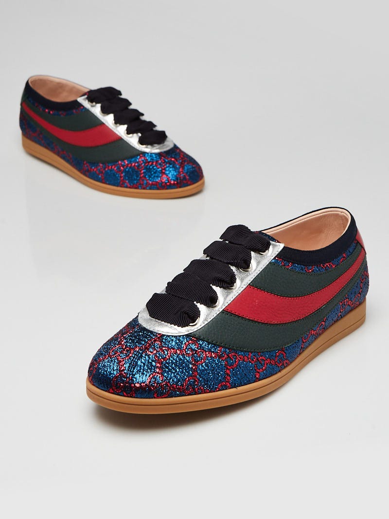 Gucci Blue/Red GG Falacer Lurex Web Sneakers Size 5/35.5	