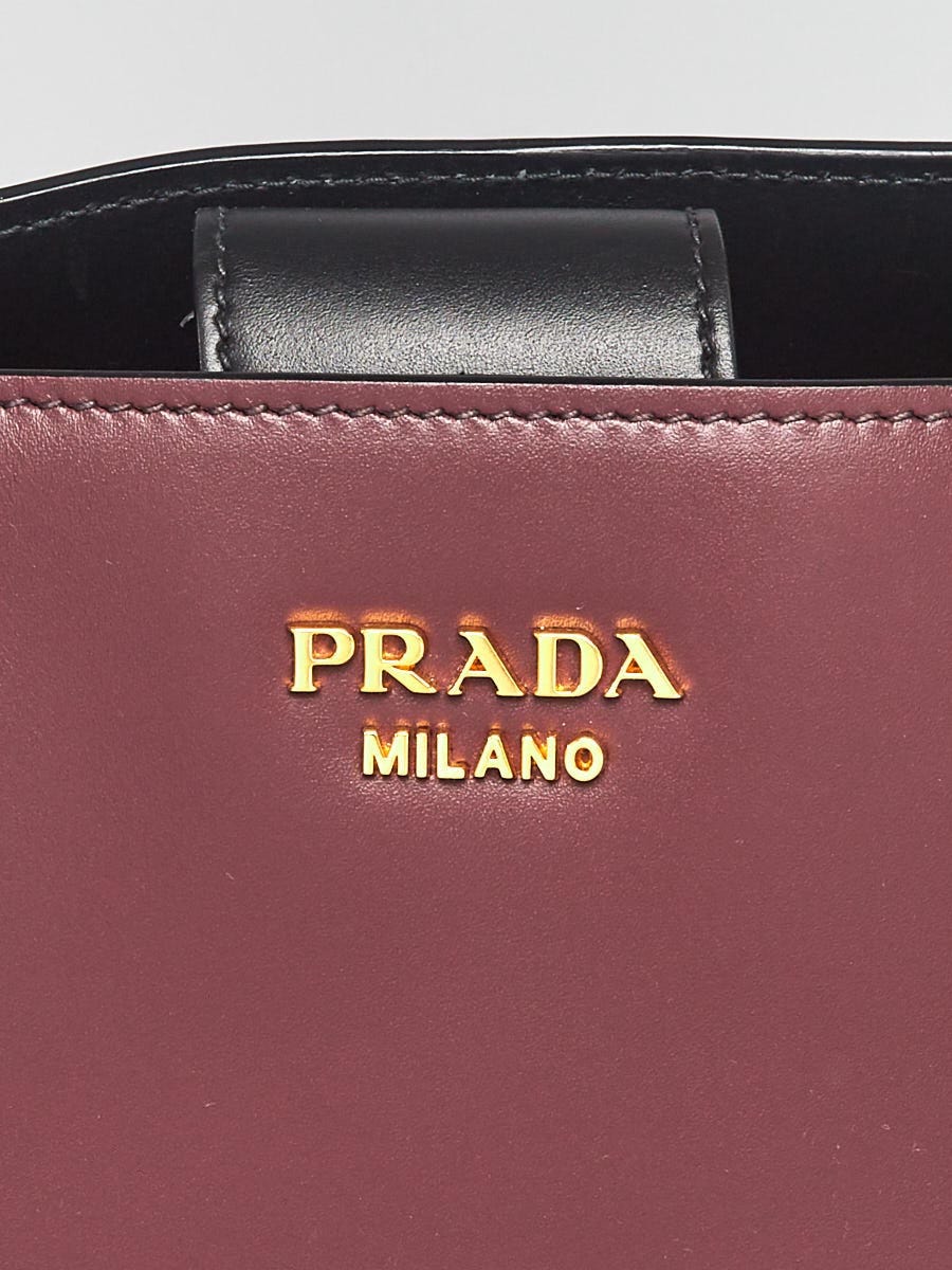 Prada Burgundy City Calf Leather Top Handle Tote Bag - 1BG098
