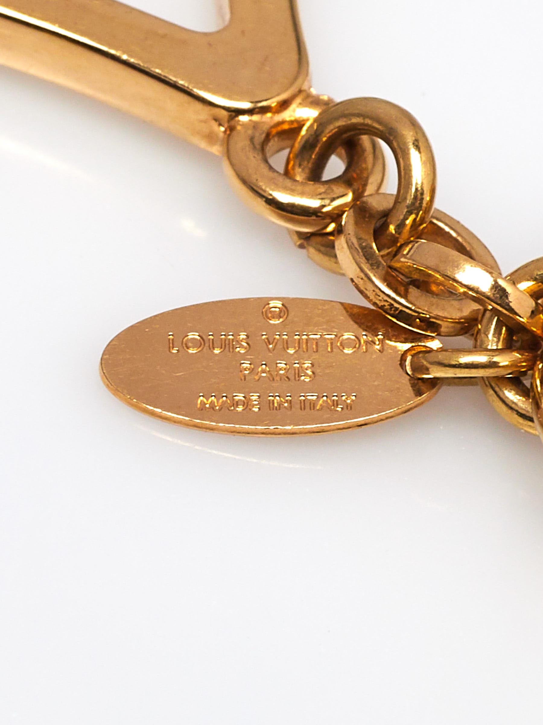 LOUIS VUITTON Porte Cles Puzzle Bag Charm Key Ring Brown Gold Brass CX0171