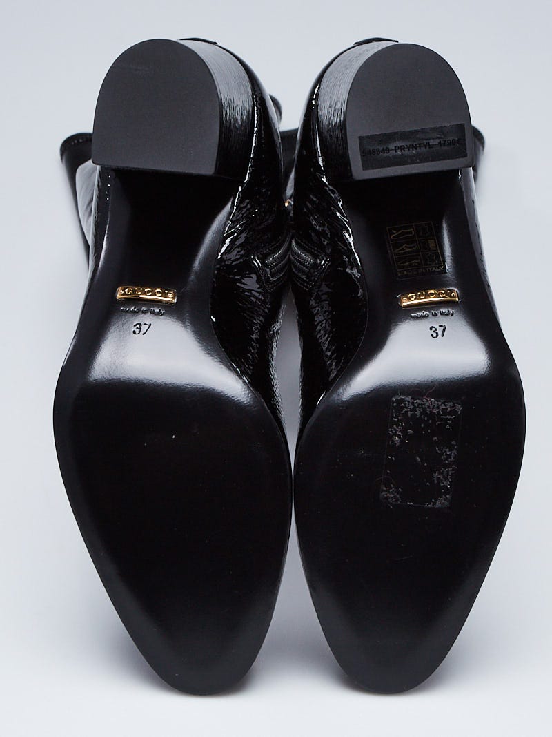 Gucci Black Patent Leather Thigh High Tall Boots Size 6.5/37