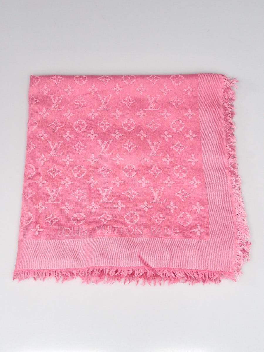 Louis Vuitton Hot Pink Monogram Silk/Wool Shawl Scarf - Yoogi's Closet