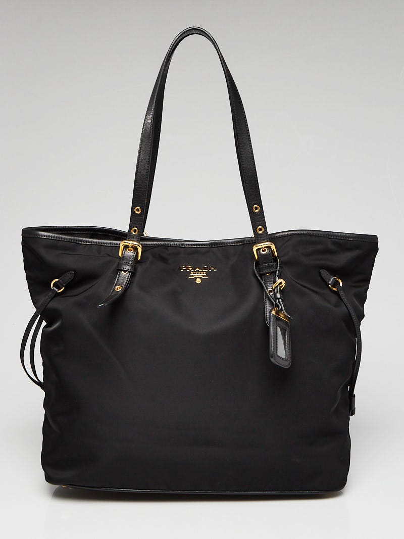 PRADA Tessuto Saffiano Nylon Tote Shoulder Bag Black