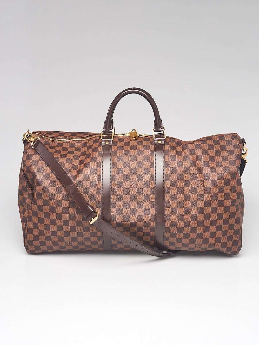 Louis Vuitton Keepall Bandouliere 55 Damier Ebene Travel Bag Brown