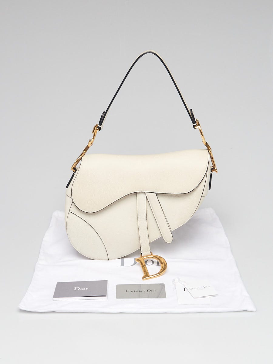 Christian Dior Latte Grained Calfskin Leather Saddle Bag | Yoogi's