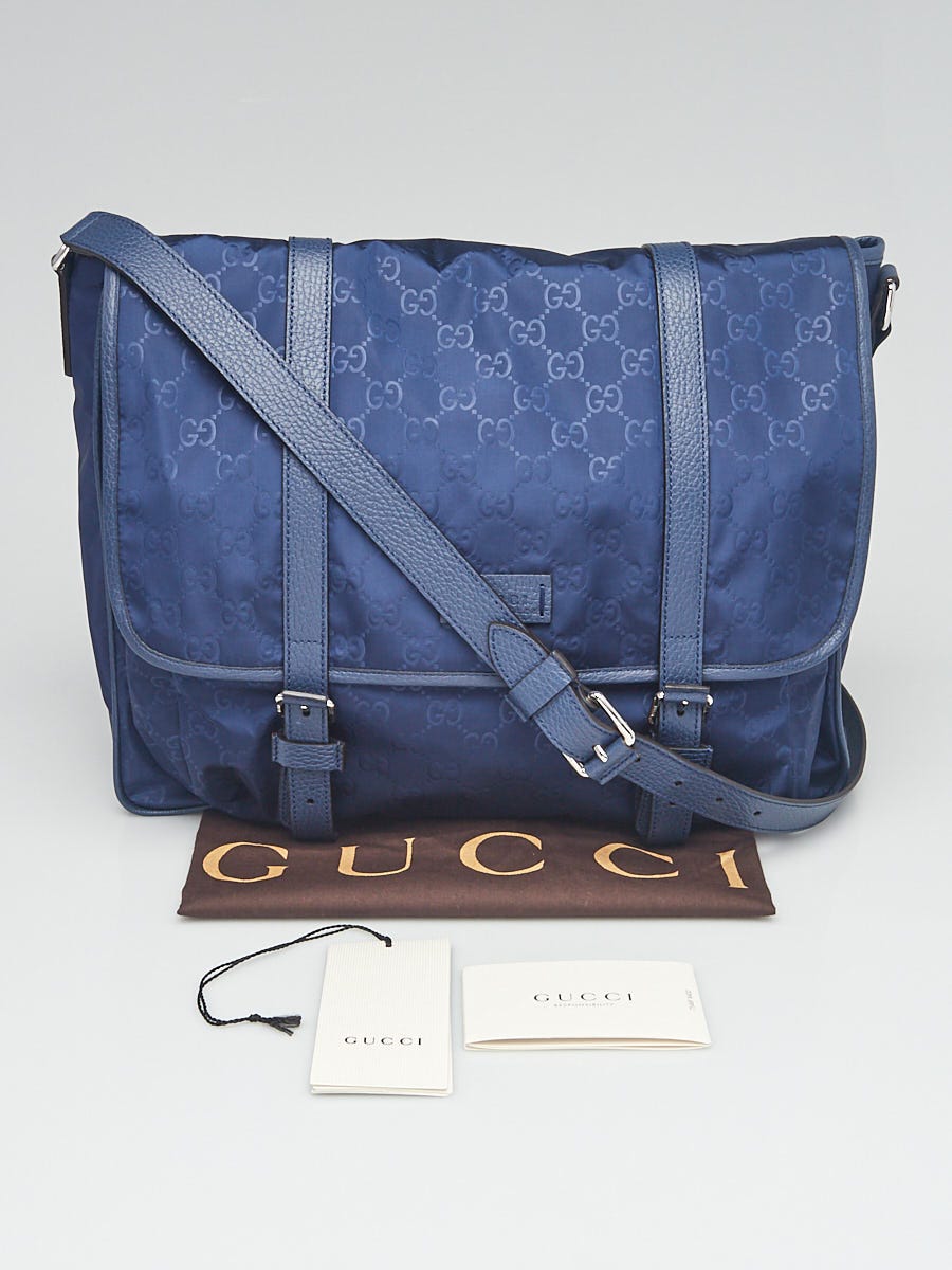 Gucci Black Monogram GG Guccissima Logo Nylon Messenger Bag